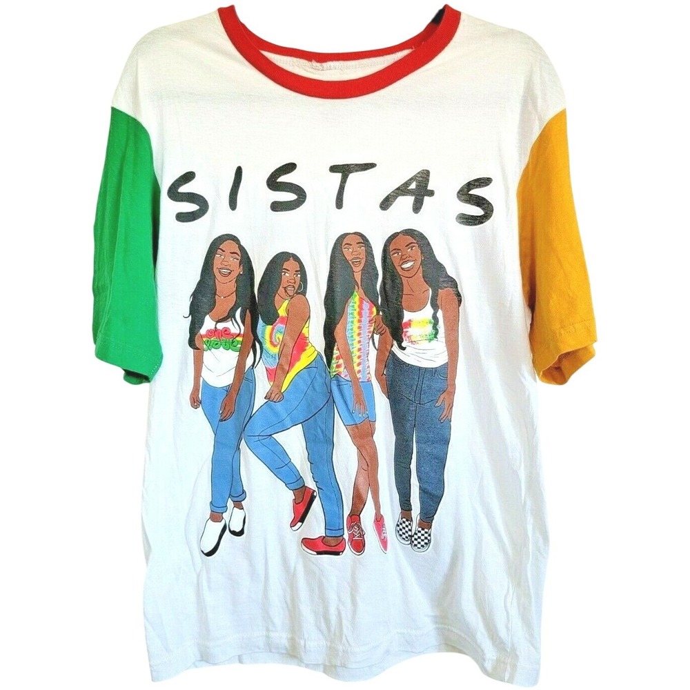 On Fire Women's 1X Sistas Queens Good‎ Vibes T-Shirt Colorful Plus Size